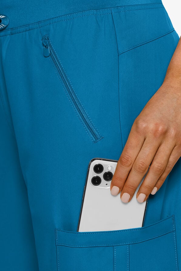 Med Couture Insight Women's 4-Pocket Zipper Cargo Pocket Scrub Pants - Ocean Abyss - 3