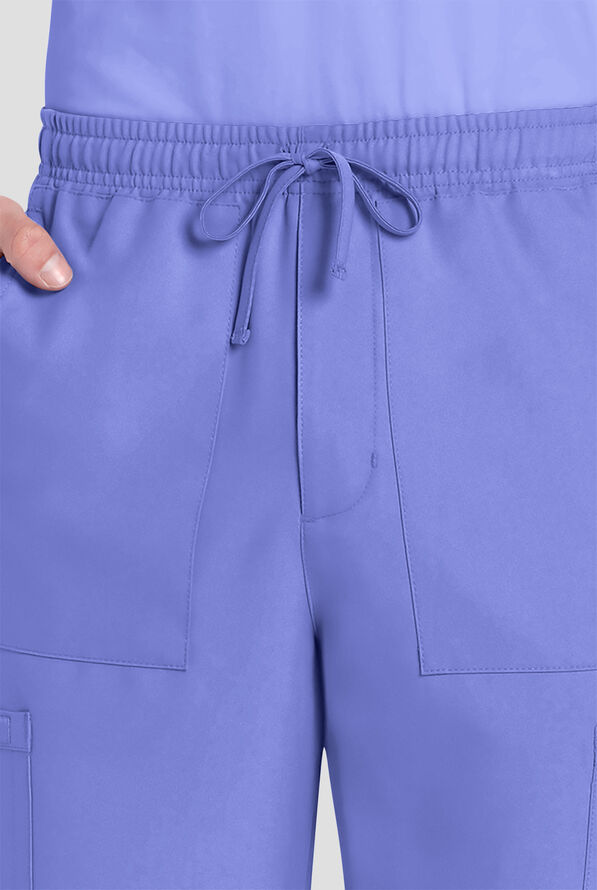 Cherokee Workwear Originals Ultra Men's 6-Pocket Straight Leg Drawstring Cargo Scrub Pants - Ceil Blue - 2