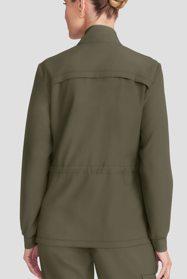 Healing Hands Quest Women's 4-Pocket STRETCH Zip Front Utility Scrub Jacket - Olive - 5