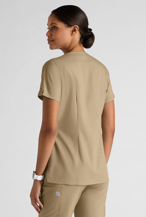 Butter-Soft STRETCH Women's 6-Pocket V-Neck Scrub Top - Golden Sand - 2