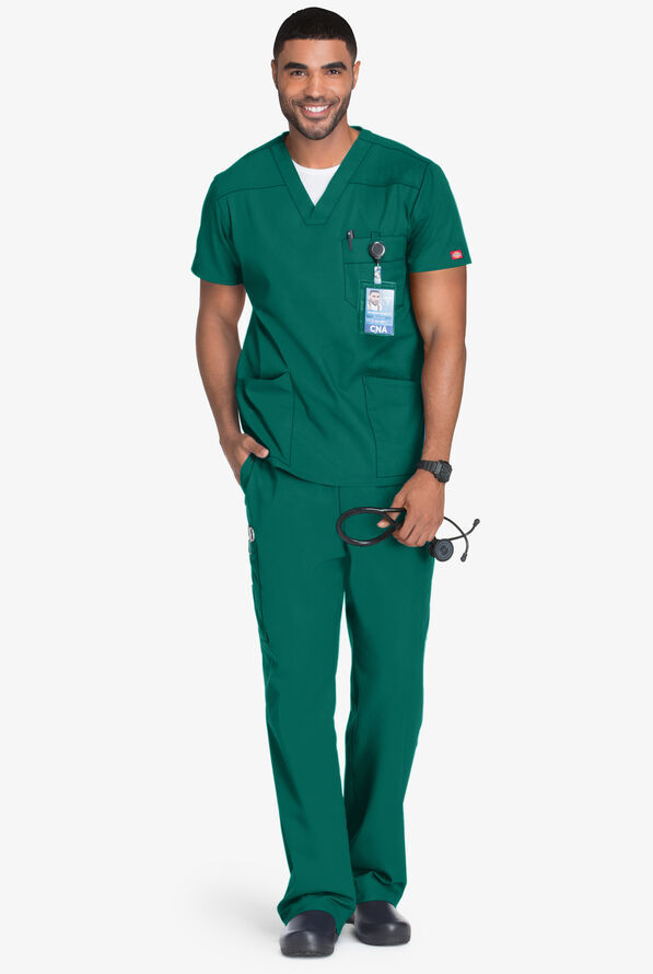 Dickies EDS Signature Men's 5-Pocket V-Neck Scrub Top - Hunter - 2
