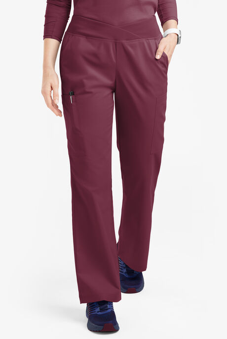 Pantalón médico Butter-Soft Originals Tall de tiro medio y cintura cruzada con piernas anchas y 7 bolsillos para mujer