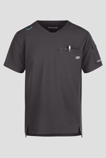 Skechers by Barco Ripstop Station Men's 3-Pocket STRETCH Notched Hem Round Neck Scrub Top