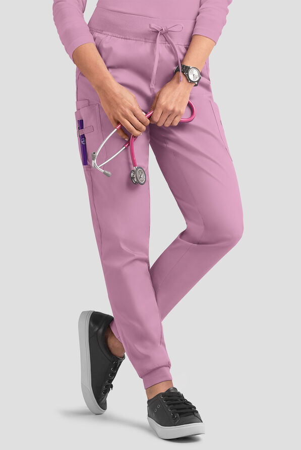Butter-Soft STRETCH Women's 5-Pocket Cargo Jogger Scrub Pants - Smokey Mauve - 1