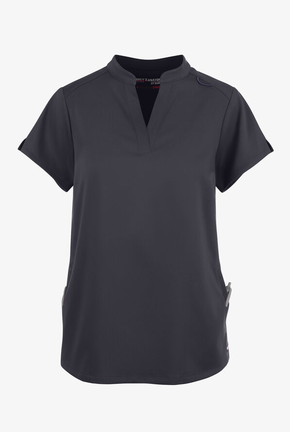 Blusa médica Grey's Anatomy™ by Barco Spandex STRETCH Avery con cuello mao y 2 bolsillos para mujer - Steel Gray - 1