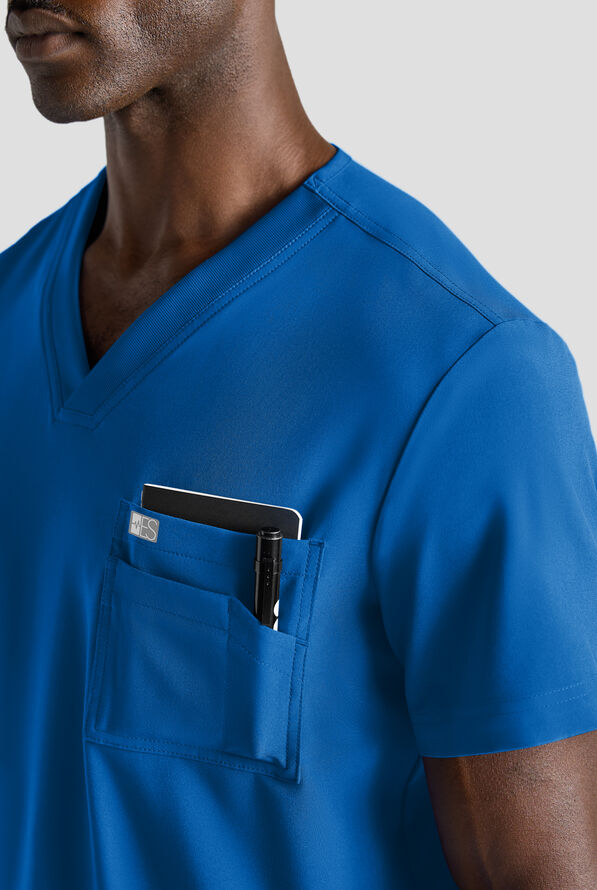Easy STRETCH Men's 5-Pocket V-Neck Scrub Top - Royal - 4
