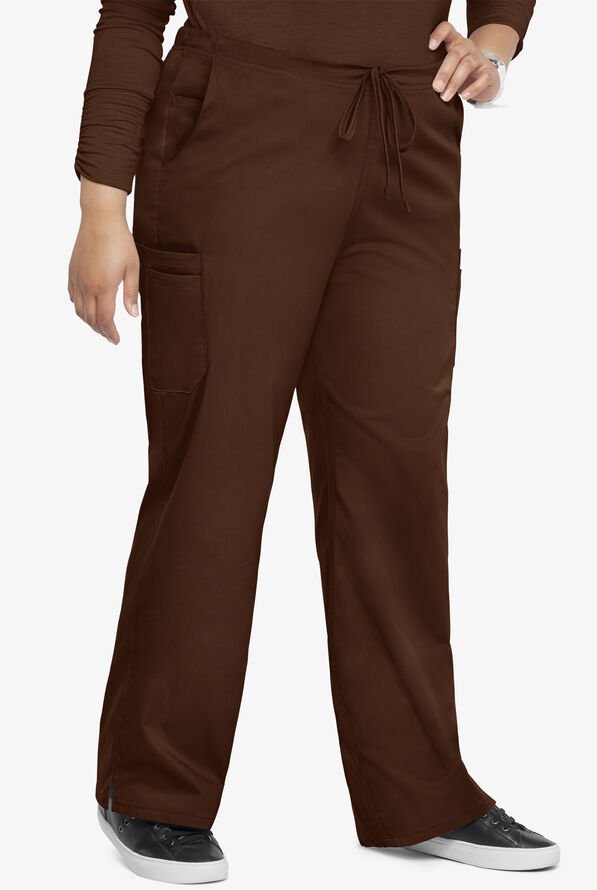 Pantal&oacute;n m&eacute;dico UA Butter-Soft STRETCH petite con cord&oacute;n ajustable y 9 bolsillos para mujer - Coffee Bean - 3