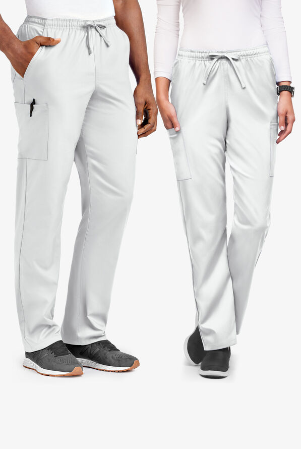 UA Flex2 Unisex 6-Pocket Pull-On Cargo STRETCH Scrub Pants - White - 1