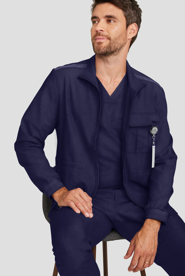 Chaqueta m&eacute;dica Healing Hands Quest STRETCH con cremallera y 3 bolsillos para hombre - Navy - 3