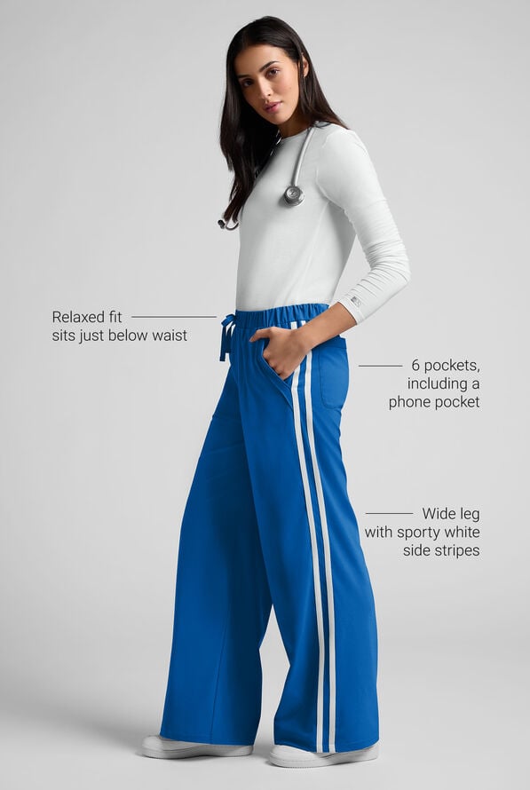 Easy STRETCH Women's Relaxed Fit Wide Leg Scrub Pant - Royal - 6