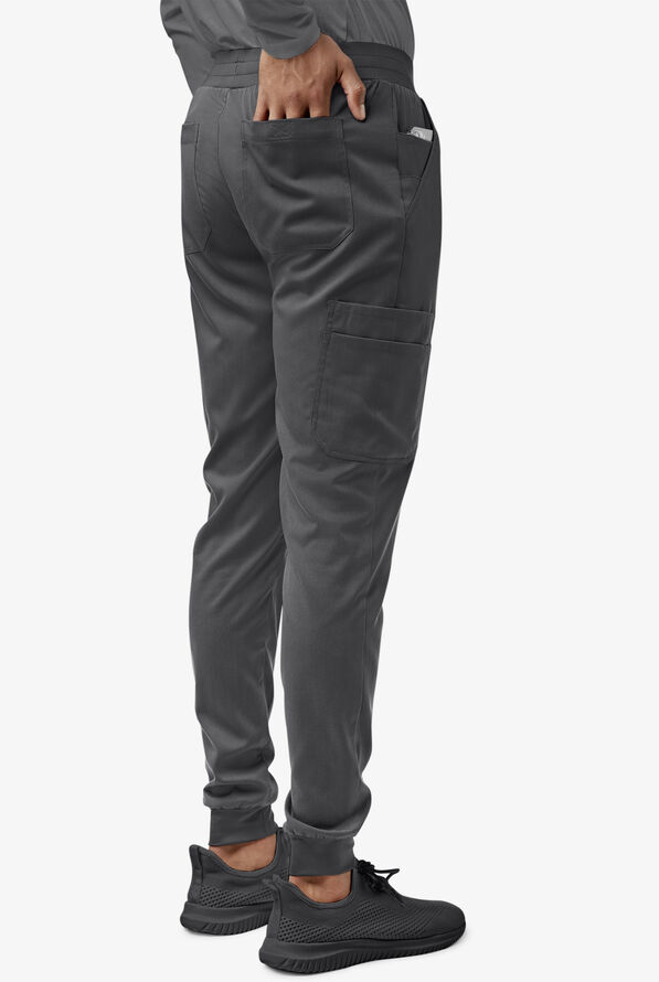 WonderWink Pro Men's 9-Pocket STRETCH Drawstring Cargo Jogger Scrub Pants - Pewter - 2