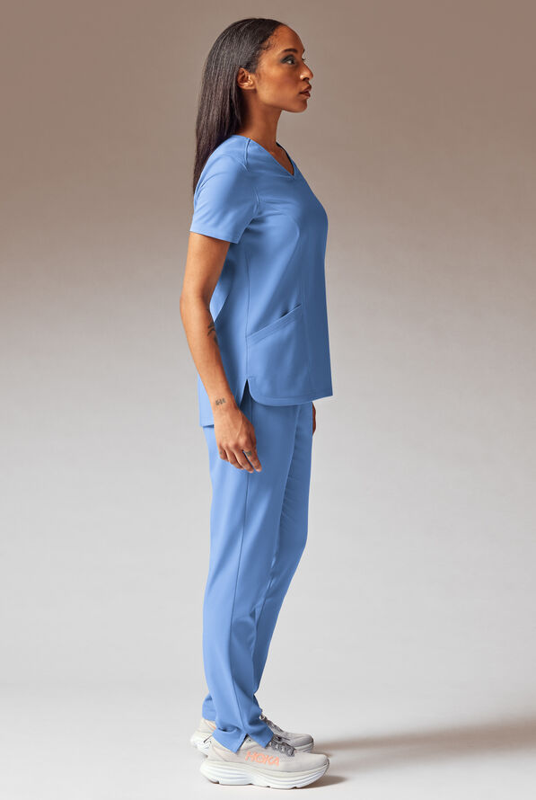 Blusa médica Hypothesis Meta-Base 2 con cuello en V y 2 bolsillos para mujer - Ceil Blue - 2