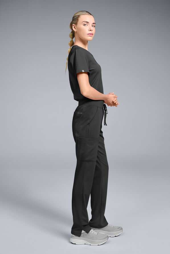 Hypothesis Women's Base 7-Pocket Straight Leg Cargo Scrub Pant - Tall - Jet Black - 3