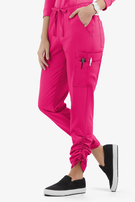 Easy STRETCH Halle Women's 11-Pocket Ruched Leg Jogger Scrub Pants