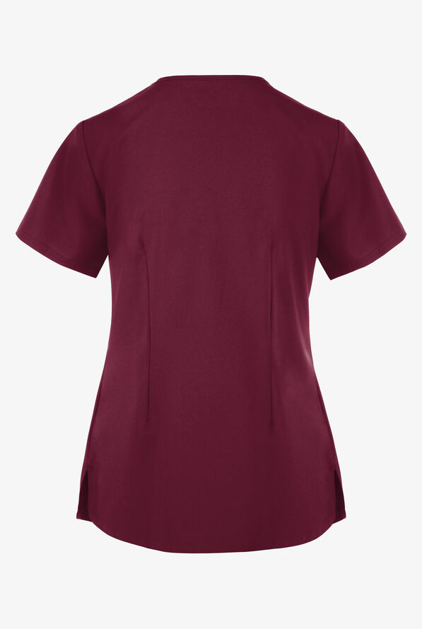 Blusa m&eacute;dica Easy STRETCH Leila con ojales con lazos y 3 bolsillos para mujer - Wine - 4