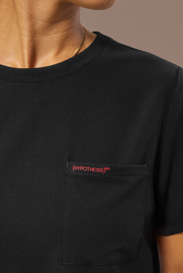 Hypothesis (RED) Base Women's 1-Pocket STRETCH Crew Neck Tuck-In Scrub Top - Jet Black - 3