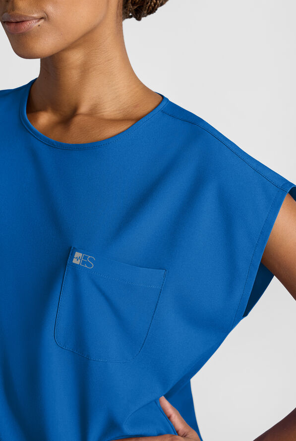 Easy STRETCH Women's Dolman Sleeve Crew Neck Scrub Top - Royal - 4