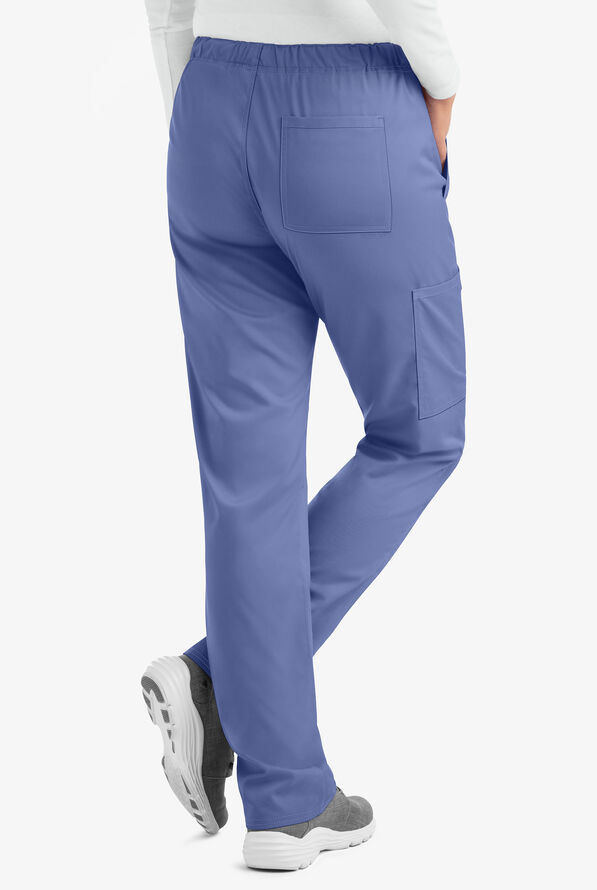 Cherokee Workwear Revolution Unisex 4-Pocket STRETCH Drawstring Cargo Scrub Pants - Ceil Blue - 3
