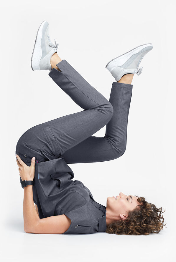 Movement by Butter-Soft Capricorn Women’s 7-Pocket Skinny Pintuck Scrub Pants - Indigo Heather - 4