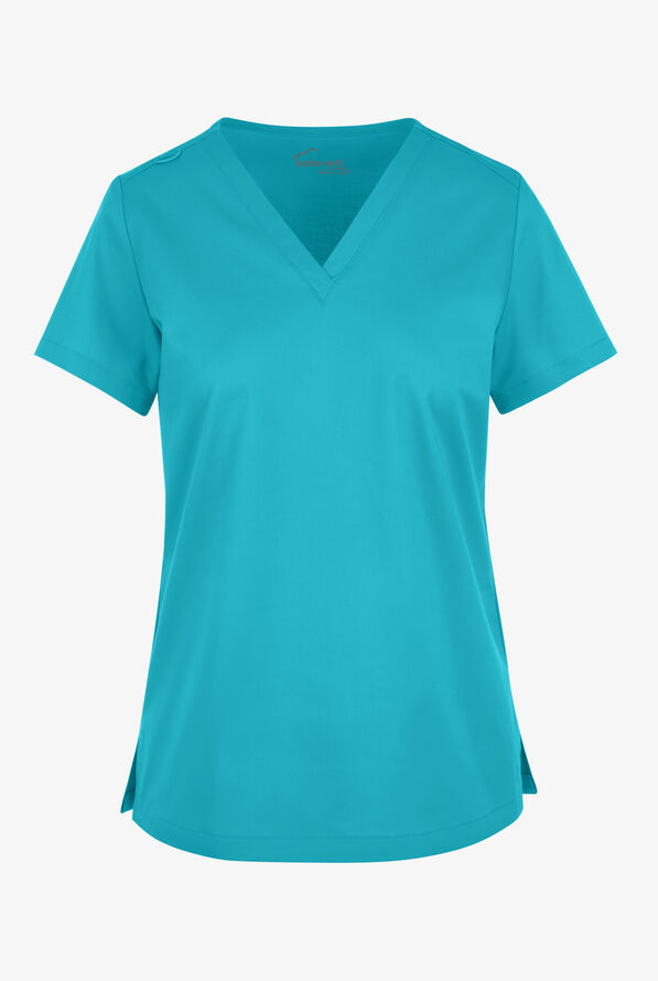 Butter-Soft STRETCH Women's V-Neck Tuck In Top - Teal - 1