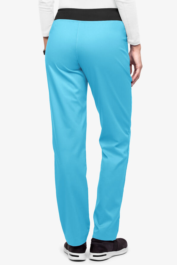 UA Flex2 Women's 3-Pocket Straight Leg Yoga STRETCH Scrub Pants - Tall - Turquoise/Black - 3