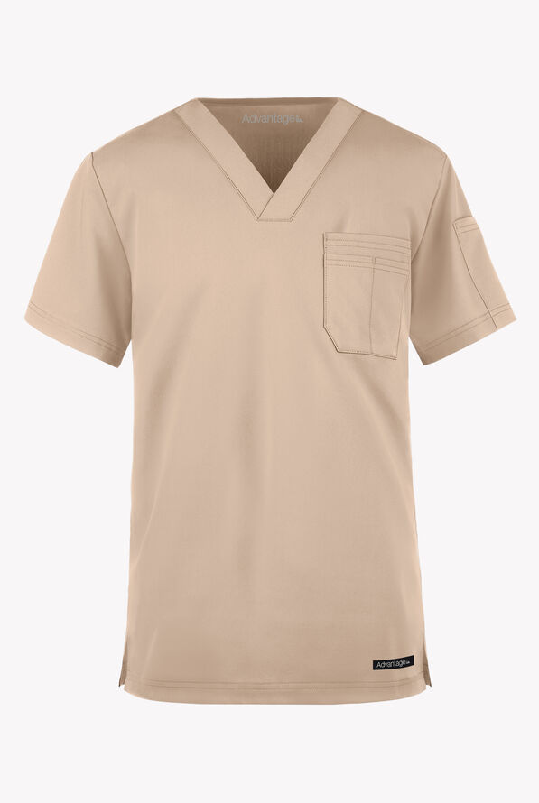 Advantage STRETCH Men's 4-Pocket V-Neck Scrub Top - Iced Latte - 1