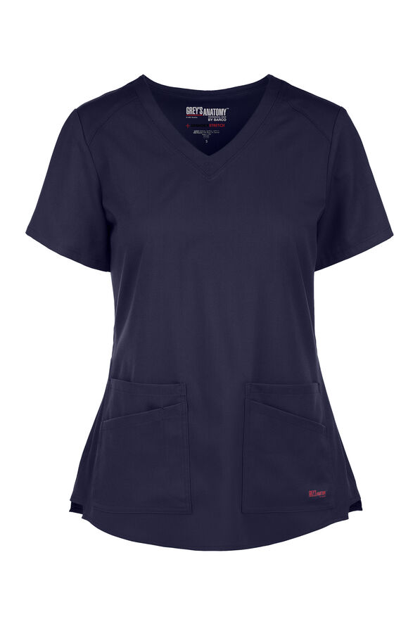 Grey's Anatomy by Barco Spandex STRETCH Emma Women's 4-Pocket V-Neck Scrub Top - Indigo - 1