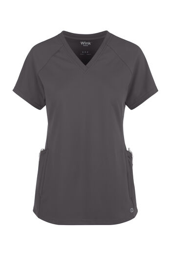 Wink Renew Knit Women's 4-Pocket STRETCH Rib-Knit Side Panel Raglan Sleeve V-Neck Scrub Top