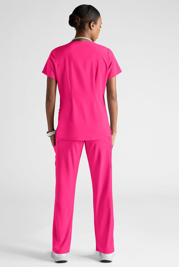 Easy STRETCH Women's 8-Pocket Scrub Set - Petite - Reactive Pink - 3