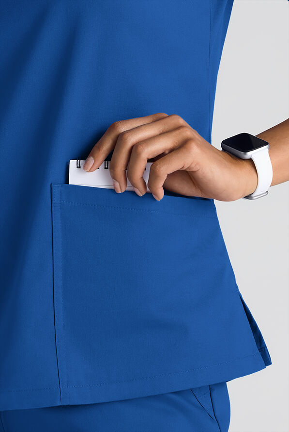 Butter-Soft STRETCH Women's 5-Pocket 3/4" Sleeve V-Neck Scrub Top - Royal - 6