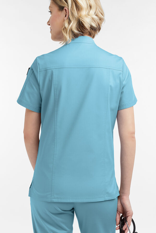 Blusa m&eacute;dica UA Butter-Soft STRETCH con cremallera y 6 bolsillos para mujer - Poolside View - 4