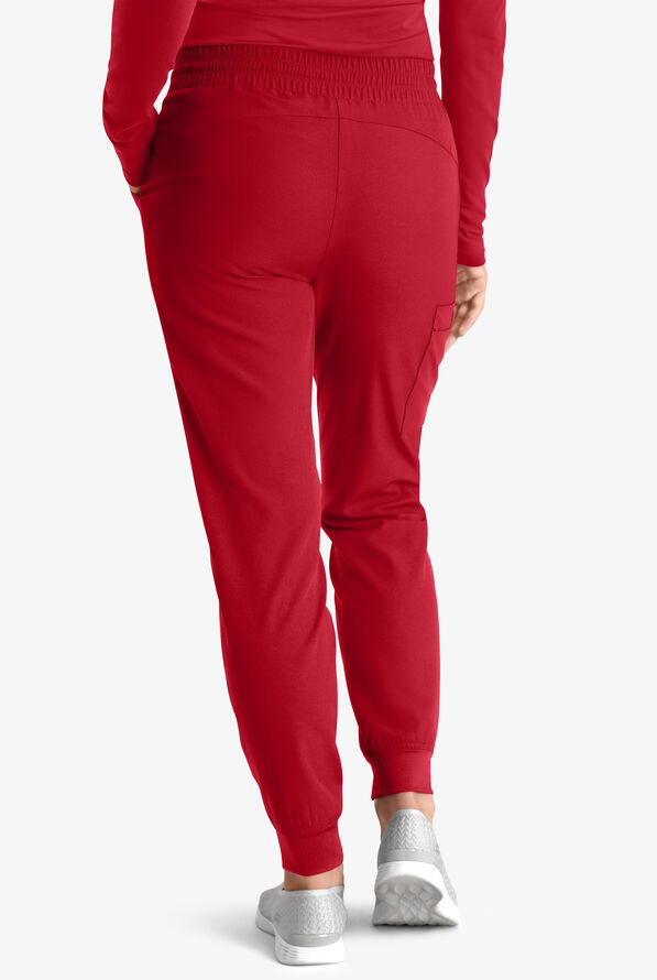 Skechers by Barco Theory Women's 4-Pocket STRETCH Cargo Jogger Scrub Pants - Red - 4