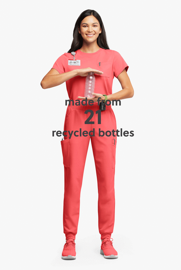 Pantalón médico ReSurge Amber estilo jogger con piernas pitillo y 7 bolsillos para mujer - Coral Fizz - 5