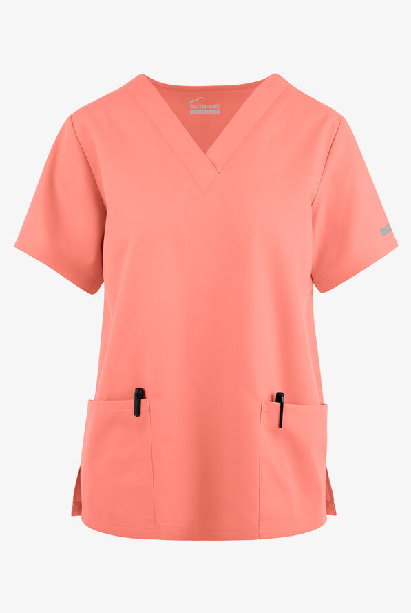 Butter-Soft Originals Women's 2-Pocket V-Neck Scrub Top - Heirloom Rose - 1