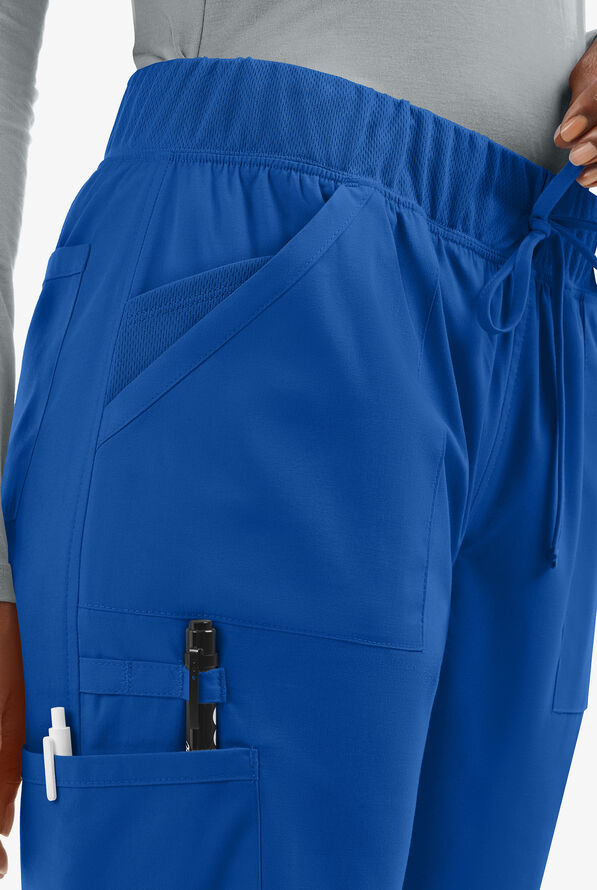 UA Exclusive Cherokee Workwear Professionals Active Women's 5-Pocket STRETCH Tapered Leg Scrub Pants - Petite - Royal - 2