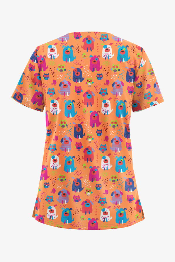 Blusa m&eacute;dica Butter-Soft STRETCH Yard Friends Apricot Crush con cuello en V y 2 bolsillos para mujer - null - 2