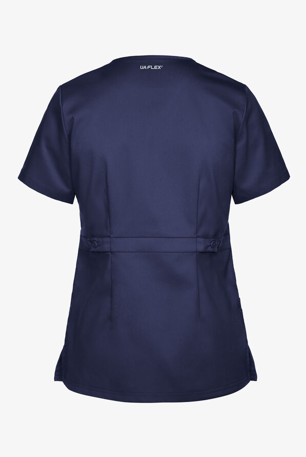 Blusa médica UA Flex2 STRETCH estilo cruzado con 3 bolsillos para mujer - Navy - 3