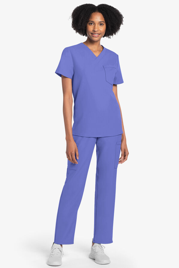 Blusa m&eacute;dica unisex Cherokee Workwear Originals Ultra con cuello en V y 1 bolsillo - Ceil Blue - 4
