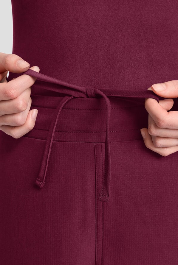 Med Couture Amp Women's 4-Pocket STRETCH Straight Leg Rib-Knit Cargo Scrub Pant - Wine - 3