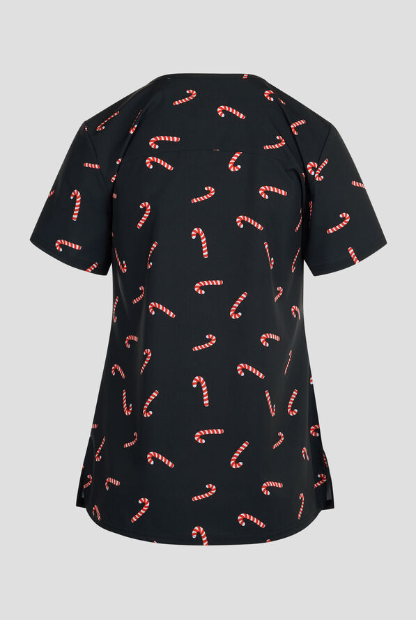 Blusa médica estampada Disney's Stitch Christmas by Funscrubs STRETCH con cuello en V y 2 bolsillos para mujer - null - 2