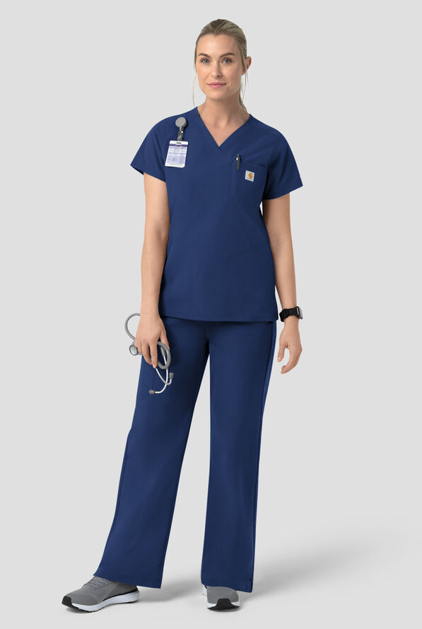 Blusa m&eacute;dica Carhartt FLD & RSCU Rugged Flex STRETCH con cuello en V y 4 bolsillos para mujer - Navy - 6