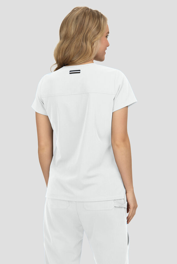 Blusa m&eacute;dica Koi Next Gen Hustle and Hear con cuello en V y 3 bolsillos para mujer - White - 4