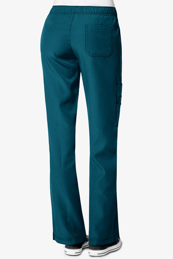 WonderWink Four-STRETCH Women's 6-Pocket Cargo Scrub Pants - Caribbean Blue - 2