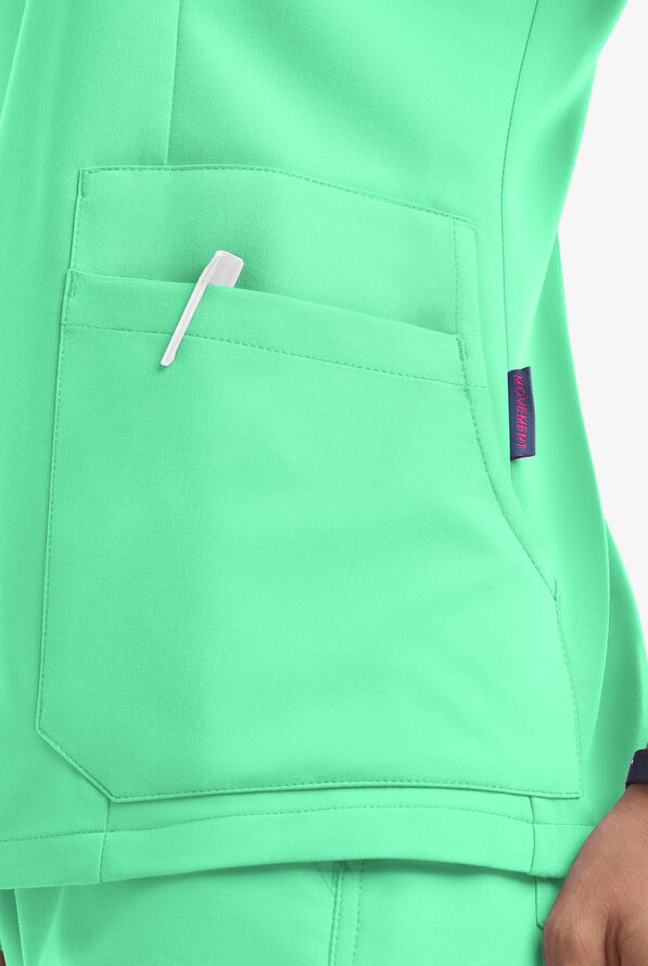Blusa m&eacute;dica MOVEMENT by Butter-Soft Antares STRETCH con cuello en V y 6 bolsillos para mujer - Neo Mint - 8