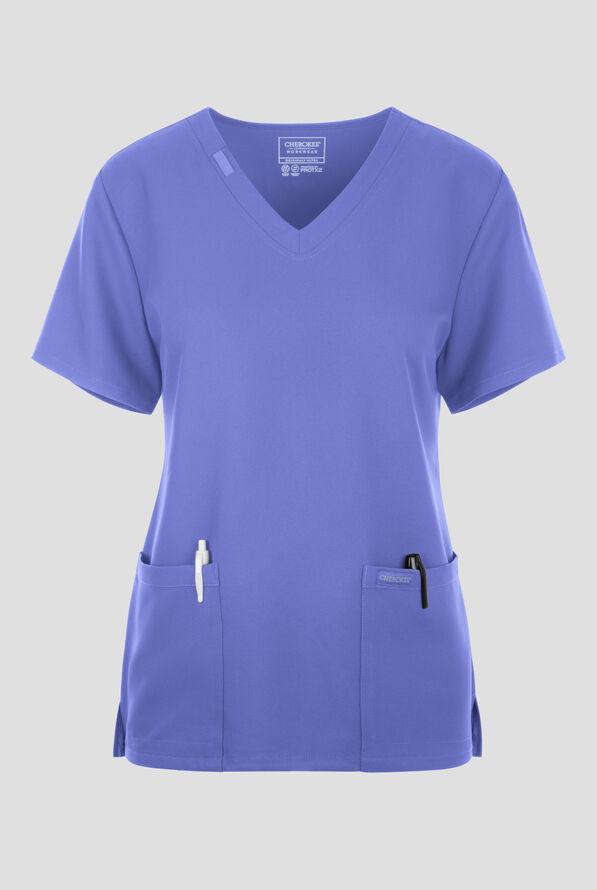 Blusa m&eacute;dica Cherokee Workwear Originals Ultra con cuello en V y 2 bolsillos para mujer - Ceil Blue - 1
