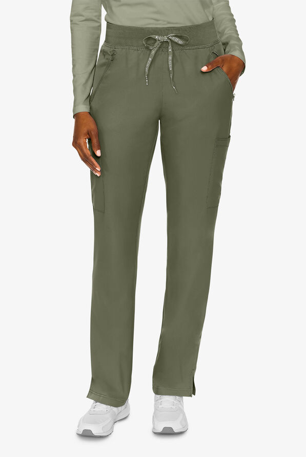 Med Couture Insight Women's 4-Pocket Zipper Cargo Pocket Scrub Pants - Olive - 1