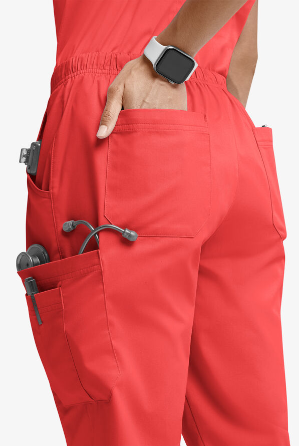 Butter-Soft STRETCH Women’s 10-Pocket Mid Rise Straight Leg Scrub Pant - Radiant Red - 2