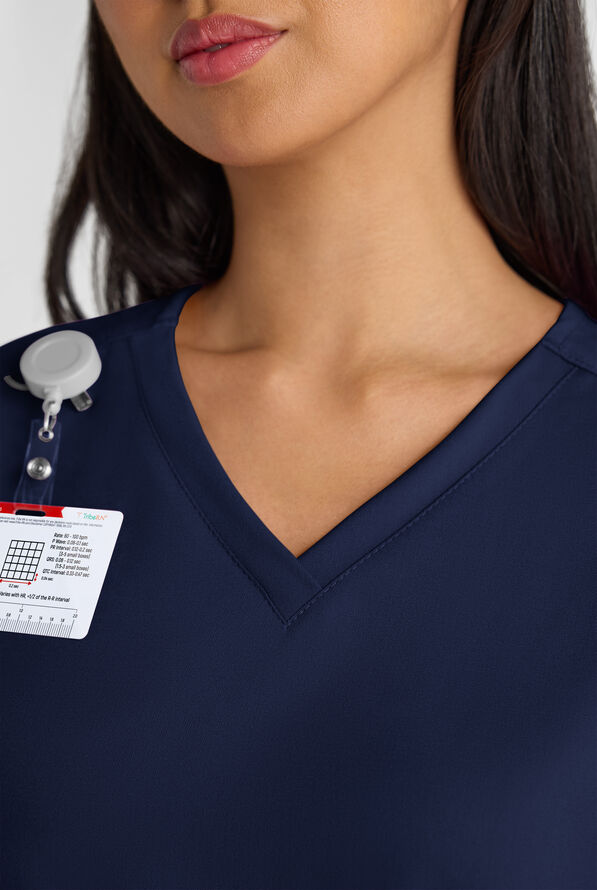 Grey's Anatomy by Barco Emerge Brylyn Women's 2-Pocket STRETCH Dolman Sleeve V-Neck Scrub Top - Indigo - 4