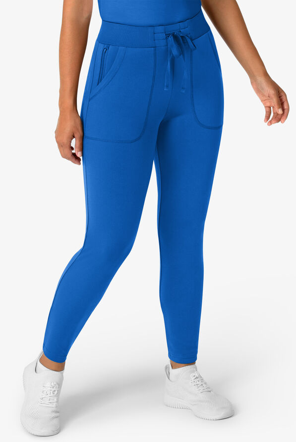 Wink Renew Knit Women's 5-Pocket STRETCH Ankle Zip Track Scrub Pants - Royal - 1