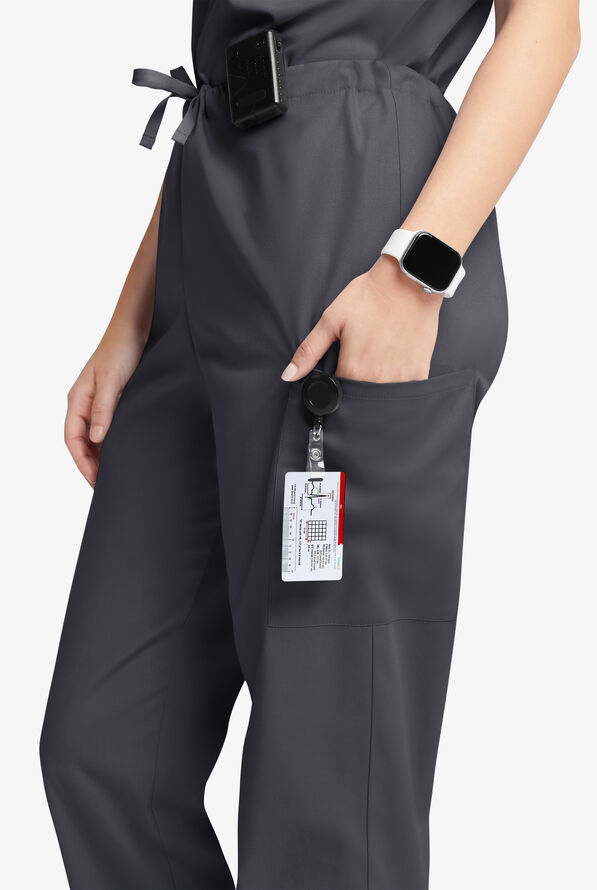 Butter-Soft Originals Unisex 4-Pocket Drawstring Relaxed Straight Leg Scrub Pants - Pewter - 2